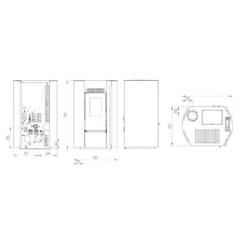 Poêle à granulés étanche OVAL O9 – 7,9 kW