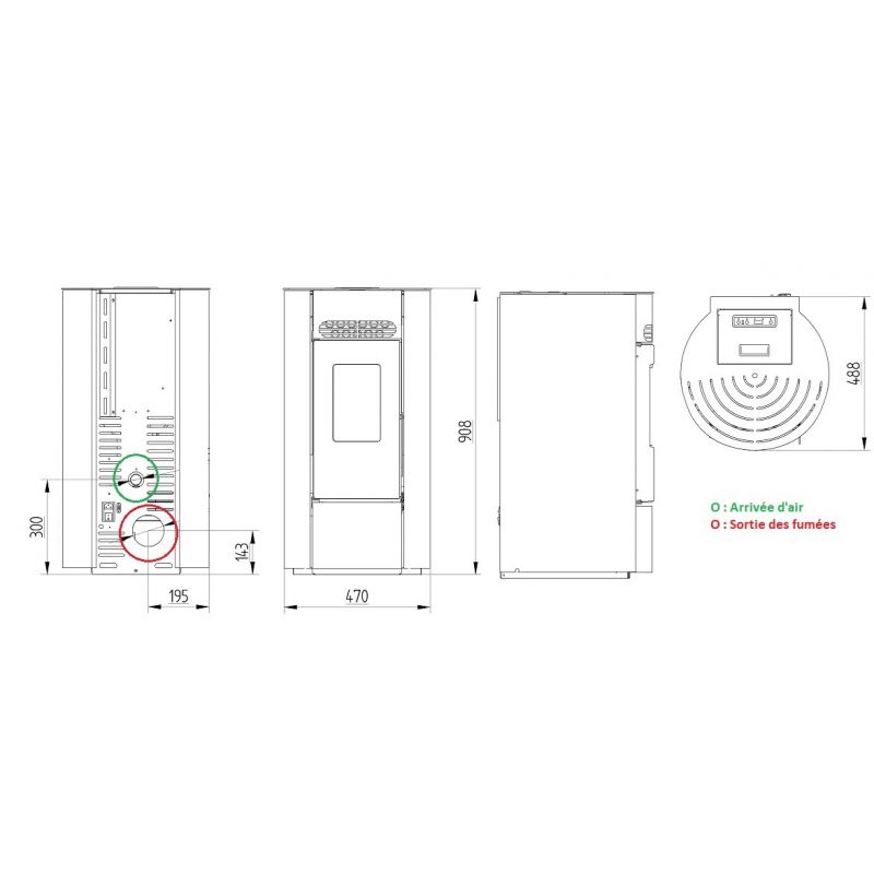 Poêle à granulés rond étanche R9 – 8,7 kW
